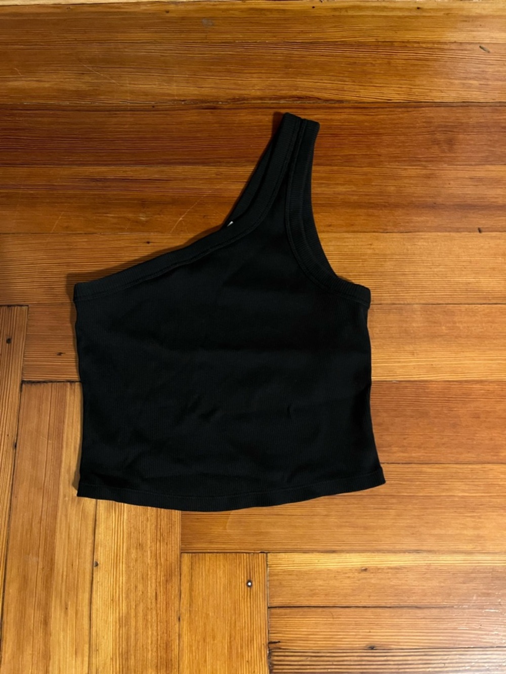 Everlane One-Shoulder Ribbed Cotton Black Tank - Size XS